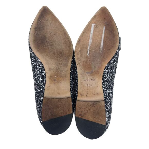 Jimmy Choo Gala Flats Size 6.5 black glitter - Picture 7 of 7